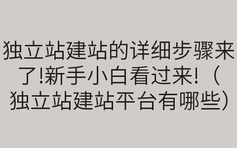 独立站建站的详细步骤来了!新手小白看过来!（独立站建站平台有哪些）